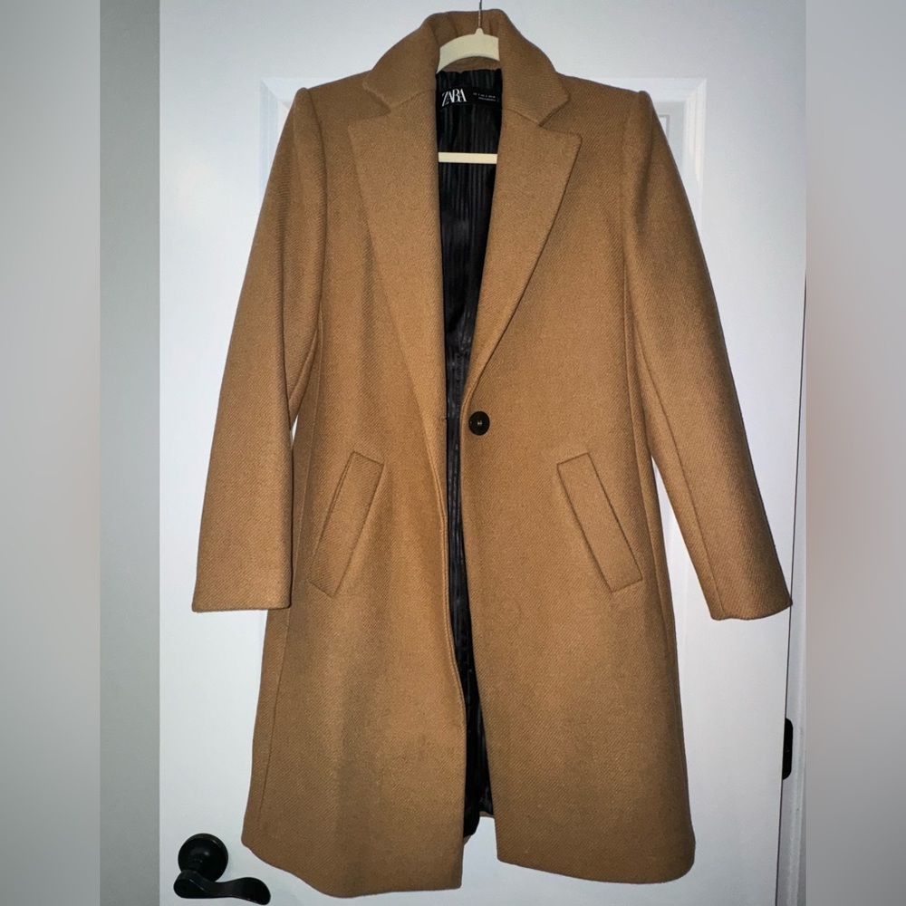 Zara Camel Wool Coat size S